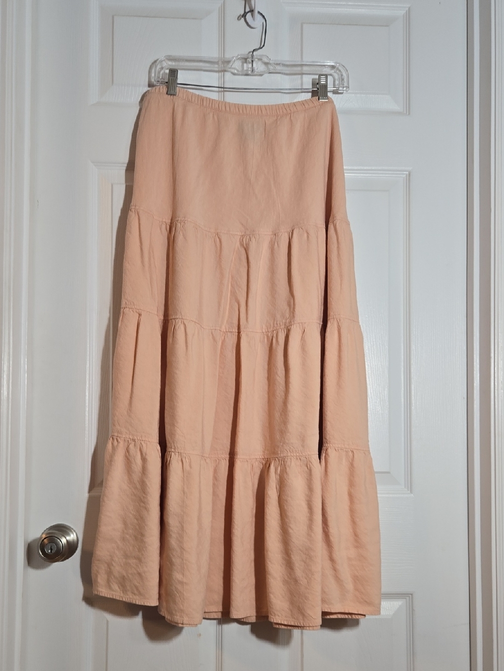 Lane Bryant Peach Linen Blend Tiered Maxi Skirt Size 14/16